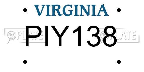 PIY138 Virginia License Plate
