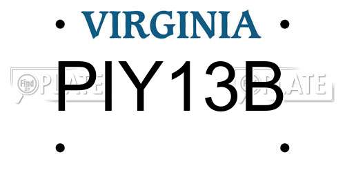 PIY13B Virginia License Plate