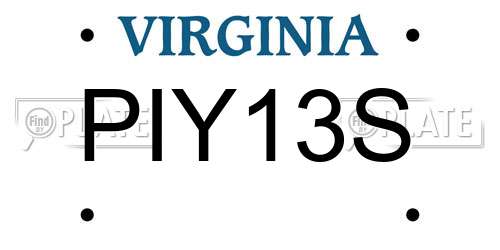 PIY13S Virginia License Plate