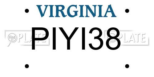 PIYI38 Virginia License Plate