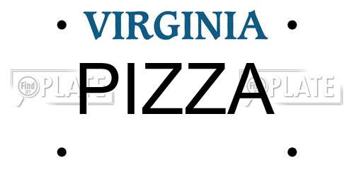 PIZZA Virginia License Plate