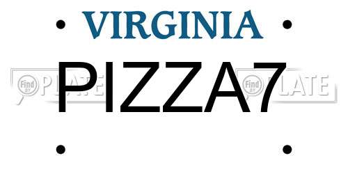 PIZZA7 Virginia License Plate