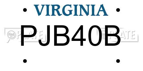 PJB40B Virginia License Plate