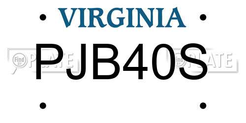 PJB40S Virginia License Plate
