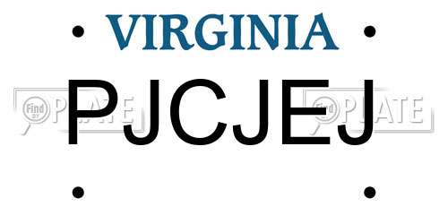 PJCJEJ Virginia License Plate