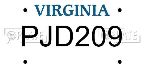 PJD209 Virginia License Plate