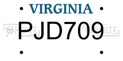 PJD709 Virginia License Plate