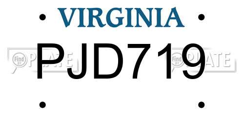 PJD719 Virginia License Plate