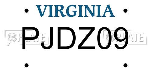 PJDZ09 Virginia License Plate