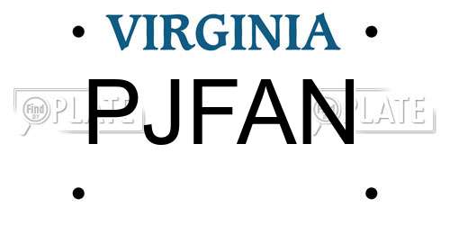 PJFAN Virginia License Plate