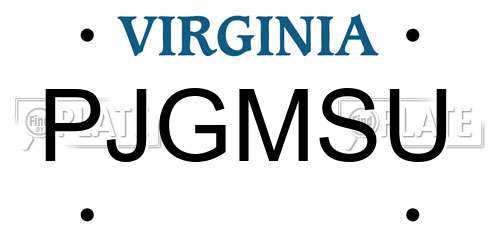 PJGMSU Virginia License Plate