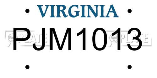 PJM1013 Virginia License Plate