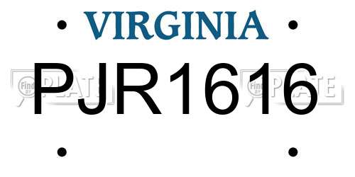 PJR1616 Virginia License Plate