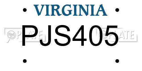 PJS405 Virginia License Plate