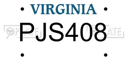 PJS408 Virginia License Plate