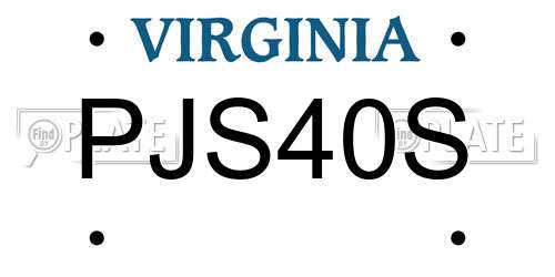 PJS40S Virginia License Plate