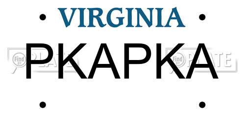 PKAPKA Virginia License Plate