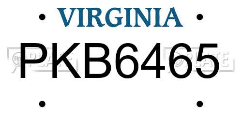 PKB6465 Virginia License Plate