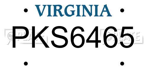 PKS6465 Virginia License Plate
