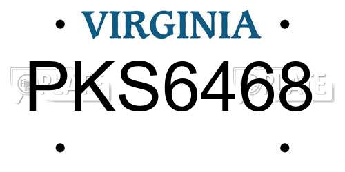 PKS6468 Virginia License Plate