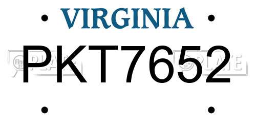 PKT7652 Virginia License Plate