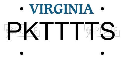 PKTTTTS Virginia License Plate