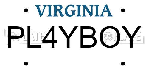 PL4YBOY Virginia License Plate