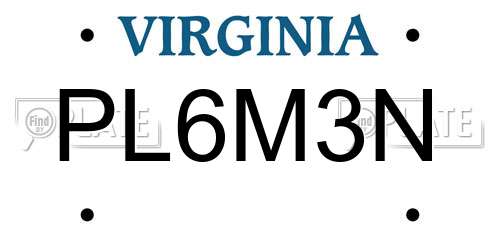 PL6M3N Virginia License Plate