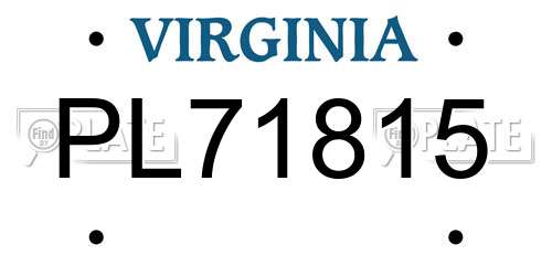 PL71815 Virginia License Plate