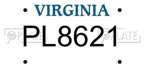 PL8621 Virginia License Plate