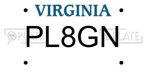 PL8GN Virginia License Plate
