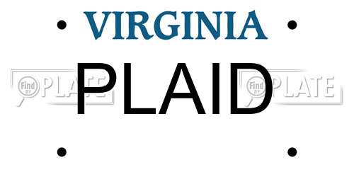 PLAID Virginia License Plate