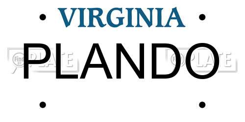PLANDO Virginia License Plate