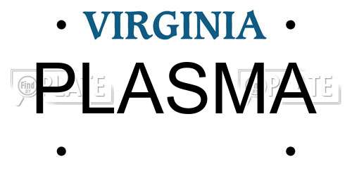 PLASMA Virginia License Plate