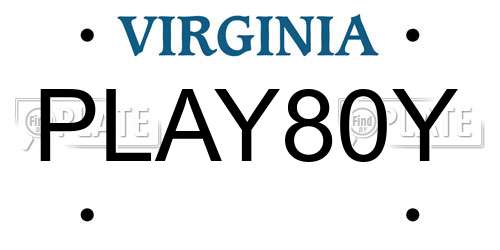 PLAY80Y Virginia License Plate