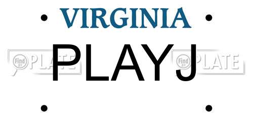PLAYJ Virginia License Plate