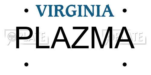 PLAZMA Virginia License Plate