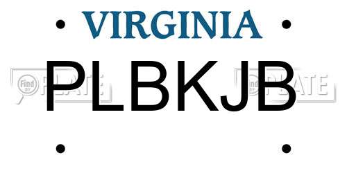 PLBKJB Virginia License Plate