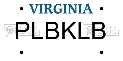 PLBKLB Virginia License Plate