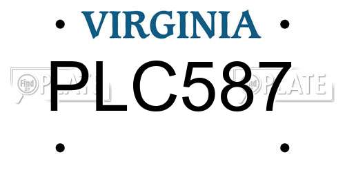 PLC587 Virginia License Plate