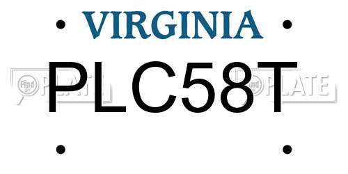 PLC58T Virginia License Plate