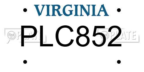PLC852 Virginia License Plate