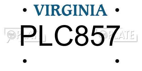 PLC857 Virginia License Plate