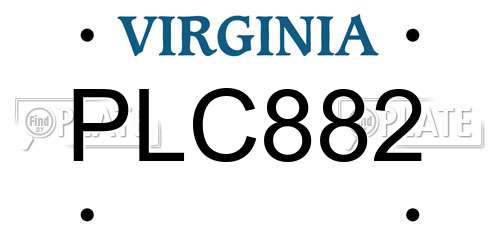 PLC882 Virginia License Plate