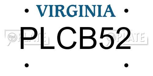 PLCB52 Virginia License Plate