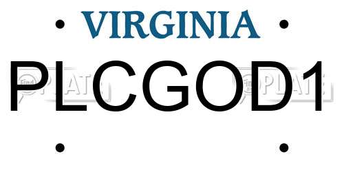 PLCGOD1 Virginia License Plate