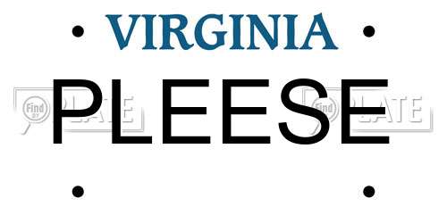 PLEESE Virginia License Plate