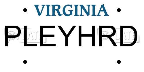 PLEYHRD Virginia License Plate