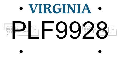 PLF9928 Virginia License Plate