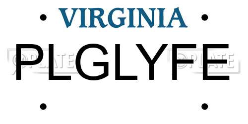 PLGLYFE Virginia License Plate